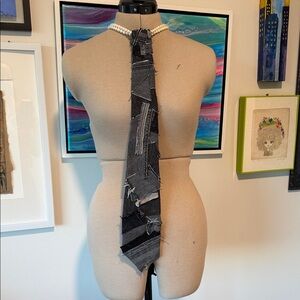 Unique Black and Gray Patchwork Tie